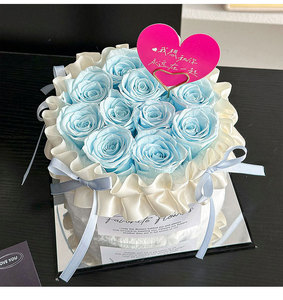 Rosa Eterna en Cubo, Pequeña y Fragante, Regalo para el Día de San Valentín, para Novia, Cumpleaños - Product Image 6