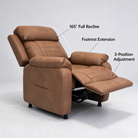 Fauteuil inclinable électrique ultra-silencieux, siège large de 48 cm, mousse haute densité, longueur inclinée de 183 cm, fauteuil inclinable à moteur unique