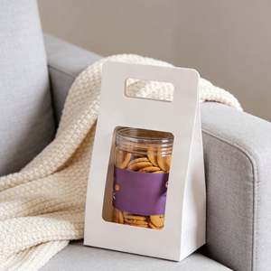 Customizable <b>White</b> Kraft <b>Paper</b> <b>Bags</b> with Die-cut Handles for Filling Cookies, Candies, and Scented Products - Product Image 6