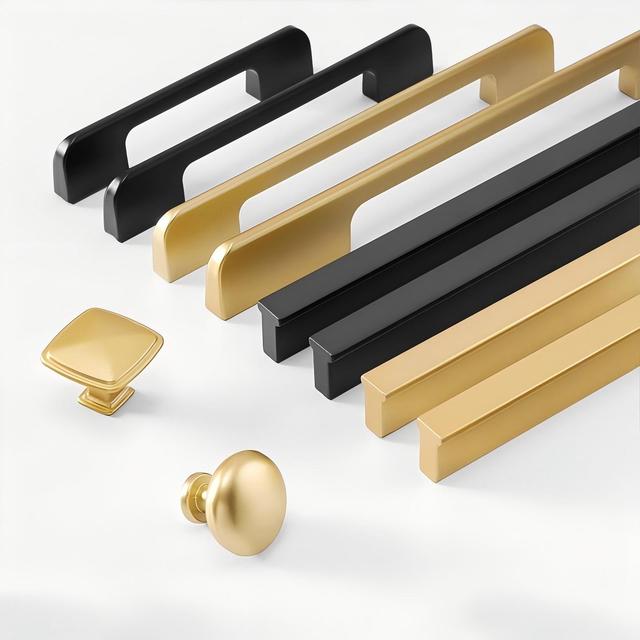 Adjustable Gold Brush Black Furniture Handles Aluminum Alloy Kitchen Cabinets Pulls Cupboard Wardrobe Drawstring Pulls