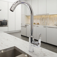 Robinet de cuisine en acier inoxydable de conception moderne, surélevé, tête chauve, puissant, flexible, eau chaude et froide, valve céramique rotative