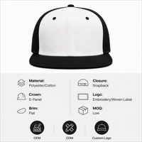 Casquettes de baseball personnalisées 5 panneaux bicolores style vintage, casquette de camionneur vierge en polyester avec broderie 3D courante, ajustable