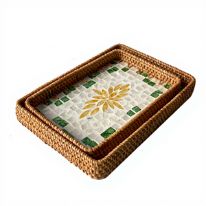 El Yapımı Hasır Örgülü Dikdörtgen Saklama Kabı Ev Oturma Odası Hafif Lüks Retro Piknik Atıştırmalık Kuru Meyve Restoran Kahve - Product Image 5