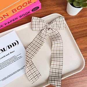 Jepit Rambut Pita Panjang Dua Lapis Motif Kotak-kotak Houndstooth Klasik untuk Anak Perempuan, Aksesoris Rambut Gingham untuk Kuncir Kuda - Product Image 6