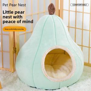 Kediler ve köpekler için armut şekilli Pet yatak, yarı kapalı tasarım rahat kapalı Pet yatak, kaymaz tabanı ile tüm sezon lüks Pet ev - Product Image 3