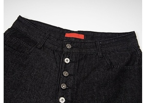 Pantalones Vaqueros Casuales de Hombre, Estilo Retro Americano, Diseño Irregular con Botones Inclinados, Tendencia Nacional - Product Image 5