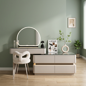 Table de maquillage moderne avec miroir éclairé et tiroirs de rangement pour meubles de chambre - Product Image 4