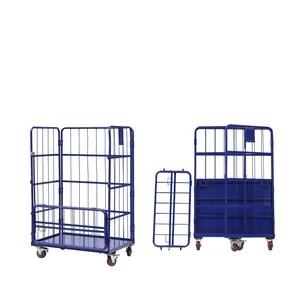 Pieghevole pieghevole assemblaggio stoccaggio magazzino supermercato trasporto logistico Roll Container Trolley Rolling Cage