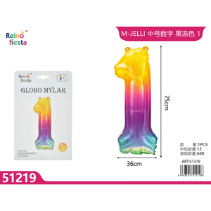 Palloncino decorativo in alluminio colorato numero 1 con palloncino Mylar per la laurea cinese capodanno natale feste di capodanno 100 pz - Product Image 1