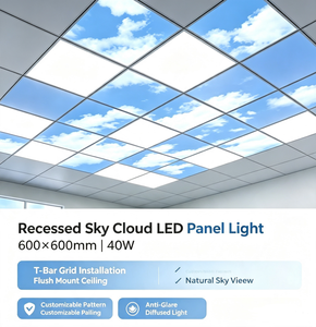 Panel de Luz LED 600*600 300X1200, Panel de Luz con Diseño de Cielo y Nubes para Techo, Simulación de Claraboya para Espacios de 2x2 pies - Product Image 5