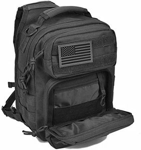 Sac à <span class=keywords><strong>bandoulière</strong></span> tactique camouflage Oxford 600D pour hommes et femmes, pour activités de plein air, avec sangle MOLLE, imperméable, <span class=keywords><strong>bandoulière</strong></span> rembourrée (noir) - Product Image 4