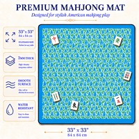 Tapis de Mahjong Américain Pliable, Tapis de Jeu en Néoprène Imprimé Personnalisé, Portable, Enroulable, Résistant à l'Eau, Antidérapant, 84x84 cm, Tapis de Table