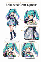 Standee Akrilik Anime Cetak UV Custom dengan Relief Embos, Slot Tunggal, untuk Ilustrator