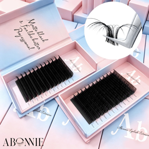 Abonnie - Bandejas de Pestañas de Fibra PBT Coreana en Negro Mate Intenso, Extensiones de Pestañas de Cachemira en Negro Mate, Marca Privada - Product Image 2