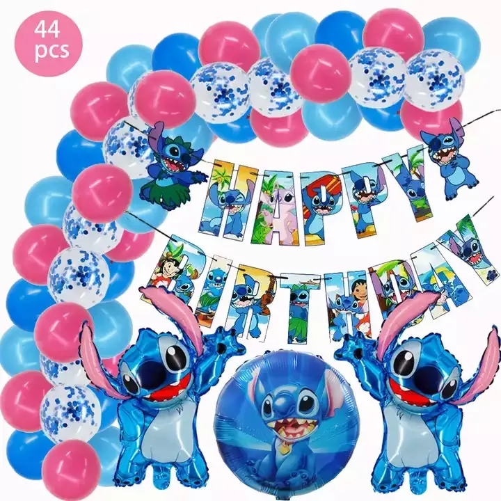 Interstellaire Baby Stripfiguur Stitch Verjaardagsfeestje Decoratie Globos Set Brief Papier Banner Ballon Garland Arch Kit