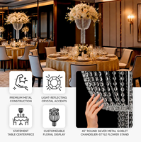 Support à fleurs en métal argenté et doré, décoration de mariage, centres de table, chandeliers ronds en acrylique avec perles de cristal, style guirlandes