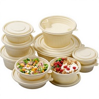 Boîte à lunch jetable en amidon de maïs avec couvercle, biodégradable, de qualité alimentaire, utilisable au micro-ondes pour la restauration rapide et les soupes