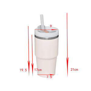 DD1852 Small 20 oz H2.0 Insulated Drinks Cold Car Double Walled Stainless Steel Vacuum Mug Tumbler with Straw - Product Image 6