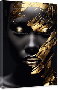 Black And Gold Egyptian Queen Black Canvas <strong>Wall</strong> <strong>Art</strong> Greyscale Master Bedroom Decor African Girl Artwork For Decor