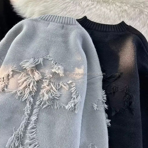 Jersey de Fútbol Desgastado de Moda para Otoño, Cuello Redondo, Marca de Moda Urbana, Personalizable, Parte Delantera de Poliéster/Algodón Tejido - Product Image 3