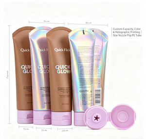 Tubo de PE con Boquilla en Forma de Estrella y Tapa Abatible, Envase Cosmético Vacío para Crema Bronceadora y Loción Corporal, Admite Impresión Personalizada - Product Image 2