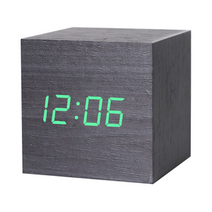Modern Portable Wooden Cube LED Desk Alarm <strong>Clock</strong> Fashionable Home Decorative Wall <strong>Clock</strong> Quartz USB <strong>Battery</strong> Electronic Digital - Product Image 5