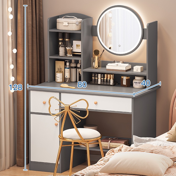 Gray (Led, Two Doors And One Drawer + Butterfly Chair)