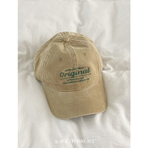 Washed Cotton <b>Baseball</b> <b>Cap</b> Embroidered Letter Design For Women Large Head Circumference Korean Style Soft Top Hat - Product Image 4