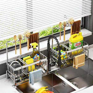 Organisateur <span class=keywords><strong>de</strong></span> cuisine 201 acier inoxydable robinet extensible support <span class=keywords><strong>de</strong></span> rangement <span class=keywords><strong>plaque</strong></span> plateau égouttoirs évier égouttoir panier - Product Image 1