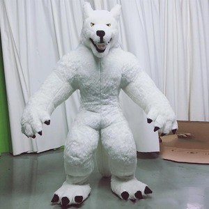Manufacturer Supply Customized Realistic Walking Anime <strong>Mascot</strong> 2.2m White Arctic Wolf Inflatable Animals <strong>Costume</strong> For Sale