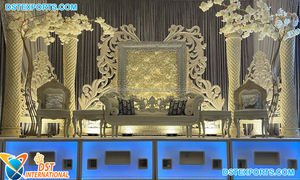 Escenario de recepción de boda india, decoración de escenario Popular y elegante para boda, fusión blanca, escenario de bollwood - Product Image 5