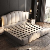 Luxuriöses Modernes High-End-Design Einfaches Prinzessinnen-Doppelbett mit Klappflügeln aus Kiefernholz und Stauraum mit Echtleder-Polsterung