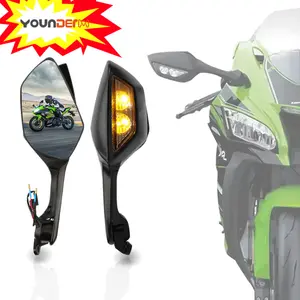 YD-707RオートバイLEDバックミラー、オートバイバックミラー、カワサキzx-10R 2011-2015用ターンシグナル付き