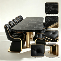 Table et chaises de salle à manger modernes et luxueuses, plateau en marbre, 6 à 8 places, table rectangulaire en pierre frittée