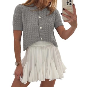 Abbigliamento Donna, Nuovo Cardigan Estivo con Bottoni e Maniche a <span class=keywords><strong>Tre</strong></span> <span class=keywords><strong>Quarti</strong></span>, Maglione alla Moda Foderato in Lana - Product Image 5