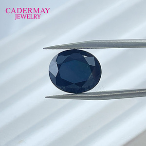 Cadermay Natural Sapphire Oval Loose Stone Deep Blue For Ring Making - Product Image 3