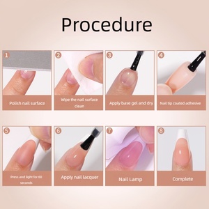 Boîte de 9 grilles d'embouts d'ongles français à presser, blancs, prêts à poser, en acrylique de haute qualité, pour DIY, vente en gros usine, avec colle pour doigts - Product Image 4