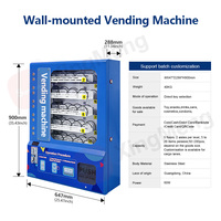 Distributeur automatique intelligent de collations et de boissons mural, machine de vente au détail en libre-service avec plusieurs options de paiement