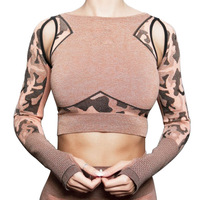 Nieuwe Stijl Quick Dry Camo Schokdemper Mesh Hollow Ademende Active Wear Tank Top Lange Mouw Sport Beha Naadloze