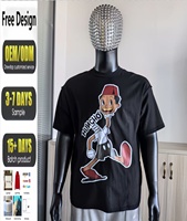 Kaos Oversize Custom Sablon DTF Jahitan Terbalik Kaos Hitam O-neck Kaos Vintage Streetwear