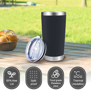 अनुकूलित 20 औंस सफेद डबल दीवार स्टेनलेस स्टील रिसाव प्रमाण यात्रा थर्मल वैक्यूम कॉफी टंबलर मग ढक्कन के साथ - Product Image 3