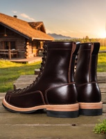 Bottes en cuir véritable Heritage à bout mocassin pour hommes, durables, cousues Goodyear-Welted, style robuste, hauteur de la cheville, lacets, bottes Monkey