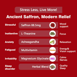 Gotas líquidas de azafrán Premium con extracto de raíz de Ashwagandha y vitamina D3 que apoyan la salud productiva y promueven un sueño reparador - Product Image 6