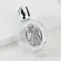 Bouteilles d'eau bénite portables en alliage de verre cristal, thème catholique, avec chapelet flottant en forme de rose, directement de l'usine