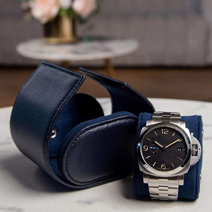 Caja de reloj de cuero azul profundo de lujo de EVERWIN, tamaño y logotipo personalizables, respetuoso con el medio ambiente, de alta gama - Product Image 1