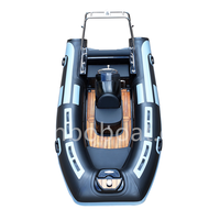 12ft Usine Vente Directe Fibre De Verre Coque Aviron RIB Bateaux Gonflable Canot De Pêche RIB360C Bateau en Noir