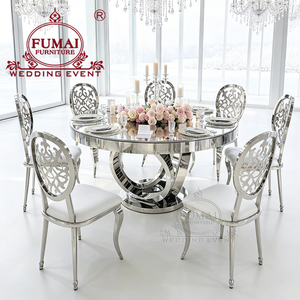 Luxury Modern Tempered Glass and Stainless Steel Frame Luxury Dining Table Sets for Events - Product Image 2