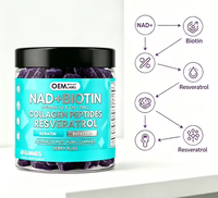 Complément alimentaire NAD+ Resvératrol Berbérine Biotine Collagène Kératine Zinc Vitamine K2 D3 sous forme de bonbons mous pour les soins des ongles, de la peau et des cheveux des adultes