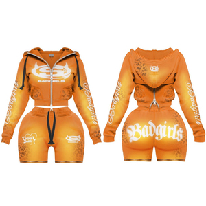 Ensemble décontracté deux pièces en dentelle léger, design personnalisé, qualité supérieure, respirant, écologique, faible MOQ, crop top à capuche pour femme - Product Image 2