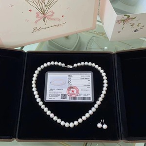 Ensemble de bijoux de mode pour la fête des mères et la fête des femmes 2025, perles d'eau douce sans noyau de 8 à 9 mm, collier et boucles d'oreilles en argent S925, cadeau - Product Image 5